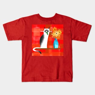 Cat Chewing Plant Kids T-Shirt